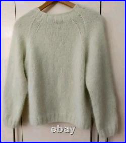 Beautiful hand knitted sweater, angora 80%, Italy, delicate mint color