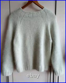 Beautiful hand knitted sweater, angora 80%, Italy, delicate mint color