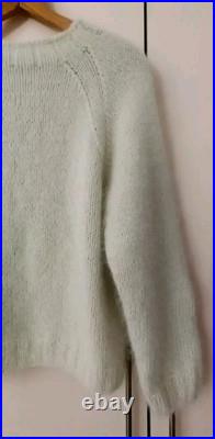 Beautiful hand knitted sweater, angora 80%, Italy, delicate mint color