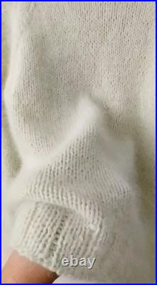 Beautiful hand knitted sweater, angora 80%, Italy, delicate mint color