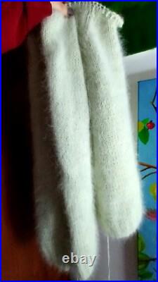 Beautiful hand knitted sweater, angora 80%, Italy, delicate mint color
