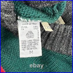 Benetton Vintage Jumper Mens Medium B Logo Wool Colourblock 90s Knitted Sweater