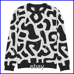 Black & White Chaotic Pattern Knitted crew neck sweater