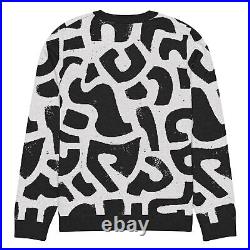 Black & White Chaotic Pattern Knitted crew neck sweater