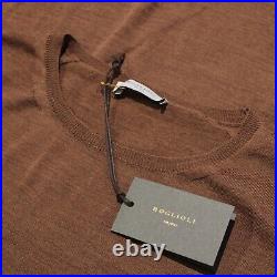 Boglioli NWT Crew Neck Pullover Sweater Size M US In Solid Brown 100% Wool