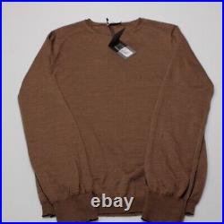 Boglioli NWT Crew Neck Pullover Sweater Size M US In Solid Brown 100% Wool