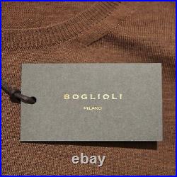 Boglioli NWT Crew Neck Pullover Sweater Size M US In Solid Brown 100% Wool