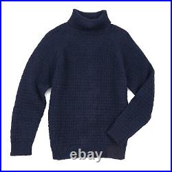 Borrelli Napoli Navy Blue Patterned Soft Plush Stretchy Knit Sweater M NWT