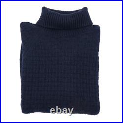 Borrelli Napoli Navy Blue Patterned Soft Plush Stretchy Knit Sweater M NWT