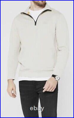 Boss Men's Zetrust Quarter Zip Sweater- Light Beige (S-3XL)