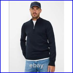 Brax Men's Knit Sweater Troyer Style Steffen Blue 212067 70130300 23 Navy