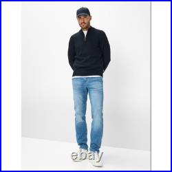 Brax Men's Knit Sweater Troyer Style Steffen Blue 212067 70130300 23 Navy