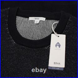 Brax NWT Rick Crew Neck Pullover Sweater Size Medium in Navy Blue Wool Blend