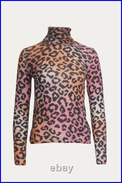Brodie Cashmere Sunset Roll Neck Sweater Multi Leopard Print