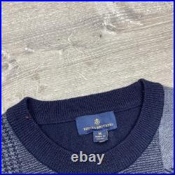 Brooks Brothers Sweater Mens Medium Blue Gray Colorblock Crewneck Knit Pullover