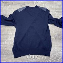 Brooks Brothers Sweater Mens Medium Blue Gray Colorblock Crewneck Knit Pullover