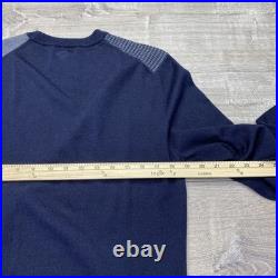 Brooks Brothers Sweater Mens Medium Blue Gray Colorblock Crewneck Knit Pullover