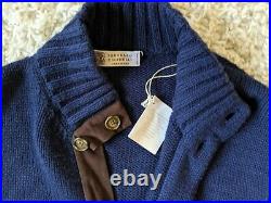 Brunello Cucinelli Med Wt Blue Cashmere Button Up Cardigan Sweater NWT RARE