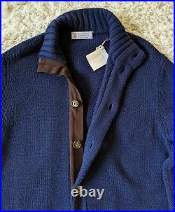 Brunello Cucinelli Med Wt Blue Cashmere Button Up Cardigan Sweater NWT RARE