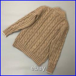 Brunello Cucinelli Men Camel CASHMERE Cable Knit Cardigan Sweater Jumper Size M