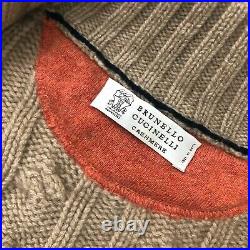 Brunello Cucinelli Men Camel CASHMERE Cable Knit Cardigan Sweater Jumper Size M