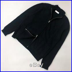 Brunello Cucinelli Men Navy Cashmere Knit Cardigan Sweater Pullover Size M IT48