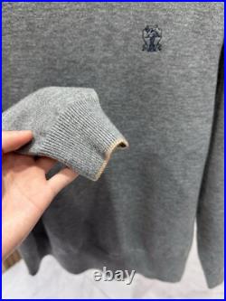 Brunello Cucinelli Men's Cotton Regular Round Neck Casual Knit Sweater Pullover