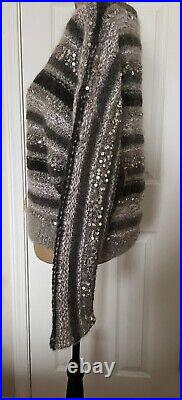 Brunello Cucinelli Sequin Embellished Mohair-blend striped sweater, size M