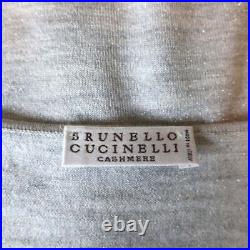 Brunello Cucinelli Sweater Silver Metallic Cashmere-Blend Size Medium