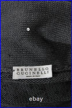 Brunello Cucinelli Womens Striped Turtleneck Sweater Grey Beige Size Medium