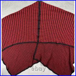Bullocks Sweater Womens Medium Oversized Red Shawl Houndstooth Wool Blend Wrap