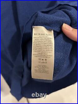 Burberry 100% Wool V Neck Sweater Bright Blue Sz M