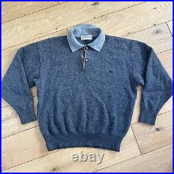 Burberry London Sweater Men's Medium 6 Vintage Collared Polo Jumper Angora