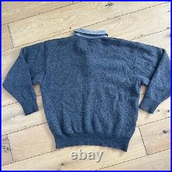 Burberry London Sweater Men's Medium 6 Vintage Collared Polo Jumper Angora