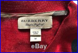 Burberry Women's Size Medium Hearts Intarsia Fine Wool Crewneck Sweater Red $450