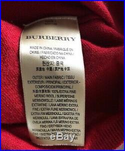 Burberry Women's Size Medium Hearts Intarsia Fine Wool Crewneck Sweater Red $450