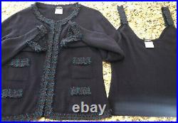 CHANEL 02A Vintage Cashmere Twin Set 40 4 44 8 10 12 Top Cardigan Sweater