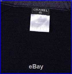 CHANEL NWT Navy & Slate Cashmere Crown Buttons Cardigan Sweater -US 8, RET $3.5K