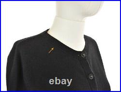 CHANEL UNIFORM Women's Black Cardigan Top Wool Cotton Lions Buttons 20P Size M