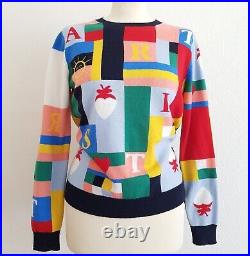 CHINTI & PARKER Multicolour Patchwork Wool & Cashmere Bohemian Artist Sweater XS
