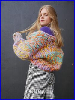 CHUNKY cardigan collosal knit multicolor 100% wool giant yarn hope sweater