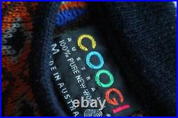 COOGI Australia 100% Wool Bright Multi-Colour Knit Jumper Sweater Size M Vintage
