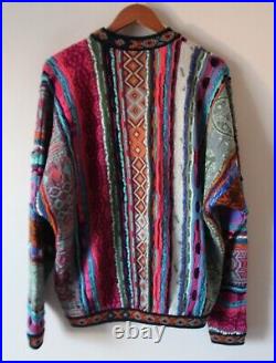 COOGI Australia 100% Wool Bright Multi-Colour Knit Jumper Sweater Size M Vintage