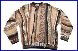 COOGI Classic VTG Vintage Colorful LINEN COTTON Wild Knit Sweater Mens MEDIUM