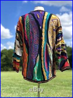 COOGI Men's Multicolor Bright 3D Mercerised Cotton Sweater VTG 90s COSBY Medium