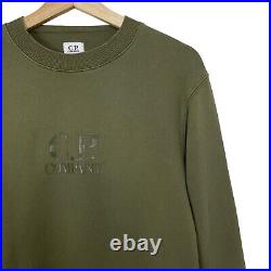 CP Company Green Crew Neck Logo Sweater Jumper Pullover Size Medium M PTP 21