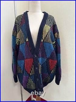 CUGGI Coogi Style Vintage Medium Pure Wool Cardigan Button Sweater Jumper Rare