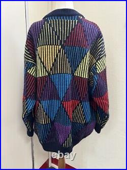 CUGGI Coogi Style Vintage Medium Pure Wool Cardigan Button Sweater Jumper Rare