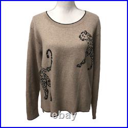 Cabi Cheetah Pullover Sweater Jumper Womens Medium Beige Black Oversize Relaxed