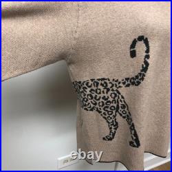Cabi Cheetah Pullover Sweater Jumper Womens Medium Beige Black Oversize Relaxed